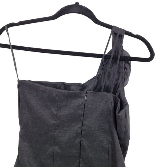 Forever 21 Dress Cocktail Avant-garde One Shoulder Ruffle 3D Rosette Black Sz M - Picture 9 of 10